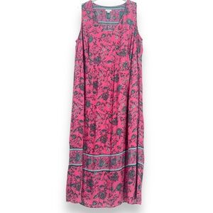 J. Jill Pink Floral Gauze Sleeveless Maxi Dress With Pockets Size 2X